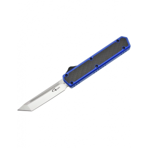 COUTEAU GOLGOTH G11F4 BLEU AUTOMATIQUE LAME TANTO ACIER D2