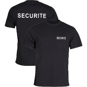 T-shirt SECURITE noir avec marquage blanc