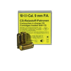 Munitions à GAZ CS pour pistolet auto calibre 9 mm PA, 10 unités