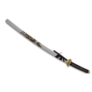 KATANA BLANC AVEC DRAGON NON TRANCHANT 74CM ARMURERIE GARE DE L'EST PARIS 10