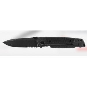 COUTEAU PLIANT WALTHER Q5 STEEL FRAME FOLDER BLACKWASH SERRATED