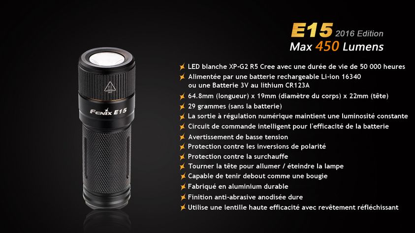Lampe Fenix E15 mini format